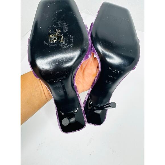 Saint Laurent Baliqua 105 Velvet Mule Sandals Malva Purple High Heel EU 37.5 - Picture 5 of 10